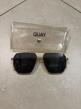 Quay Australia Gold Frame Sunglasses with Black Lenses